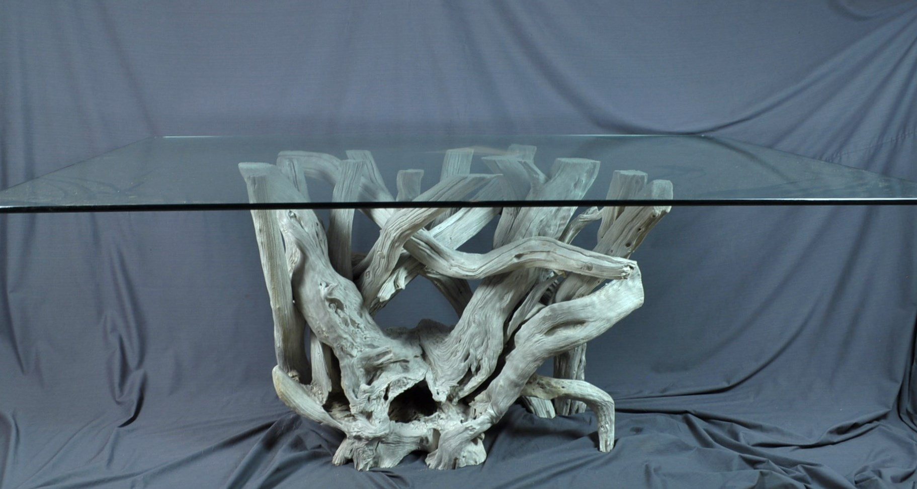 Sun bleached driftwood dining tables