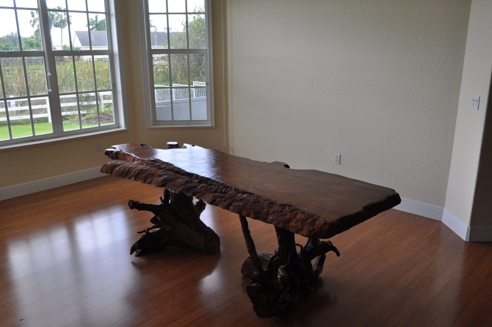 Redwood burl dining table