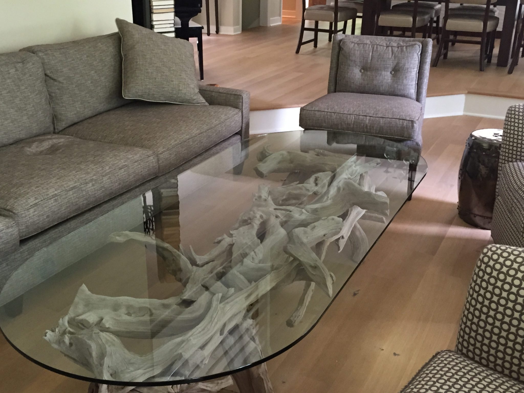 driftwood & glass cfoffee table