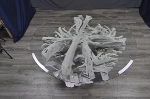 Driftwood bleached white round coffee table